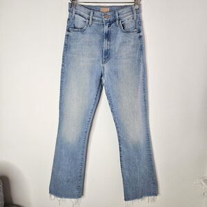 MOTHER Women's Hustler Ankle Fray Jeans High Rise Flare Leg Stretch Size 26